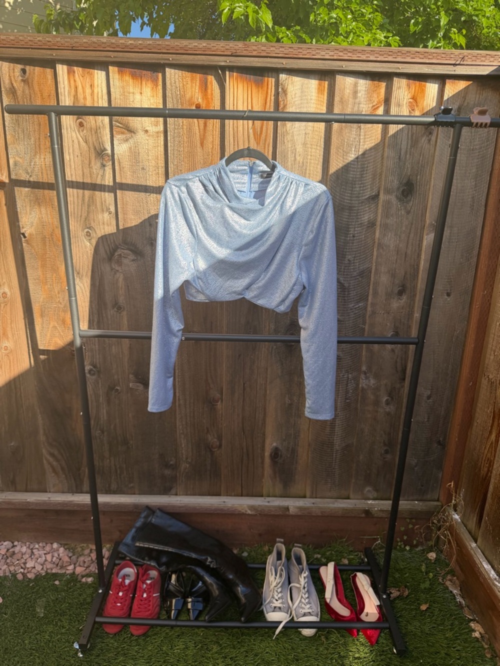 Trendyol Shimmery Sky Blue Draped Top